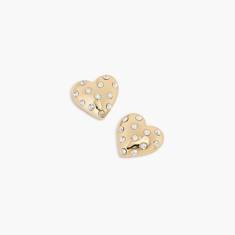 NEW J Crew Pavé Puffy Heart Bauble Earrings